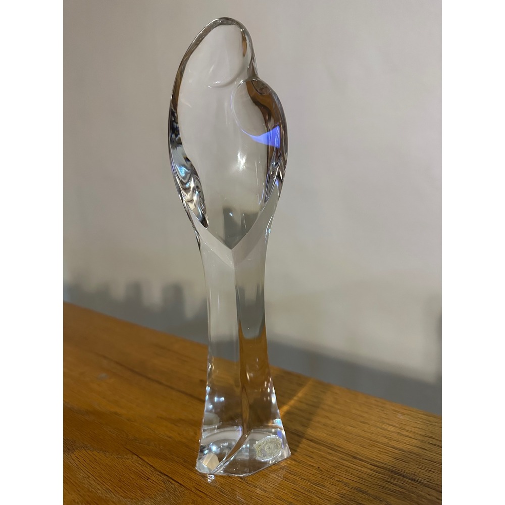 Val Saint Lambert Belgium Crystal Madonna Abstract Figurine Sculpture 10 Inch